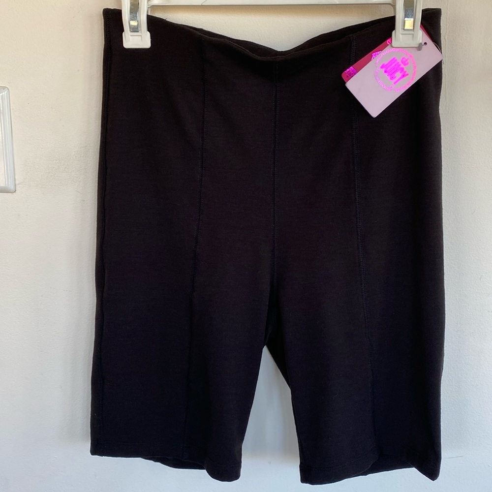 NWT Juicy Couture Women M Licorice Black Spandex Stretch  Athletic Shorts
